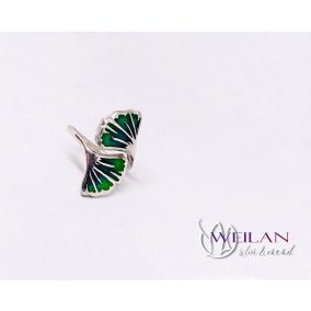 Leaf - Ginkgo Biloba - ezüst tűzzománc gyűrű