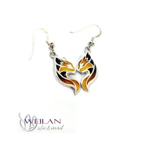 Jellicle Tűzmacska - ezüst tűzzománc fülbevaló 