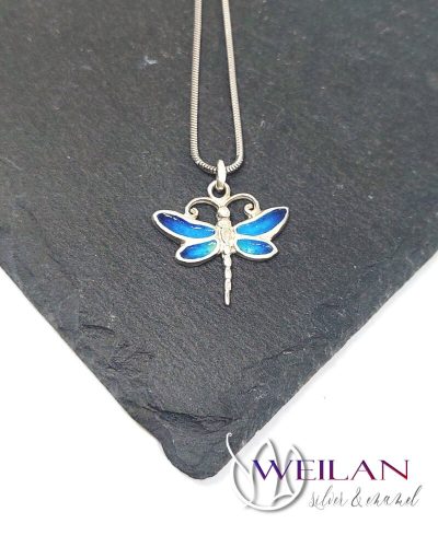 Szitakötő - ezüst tűzzománc medál