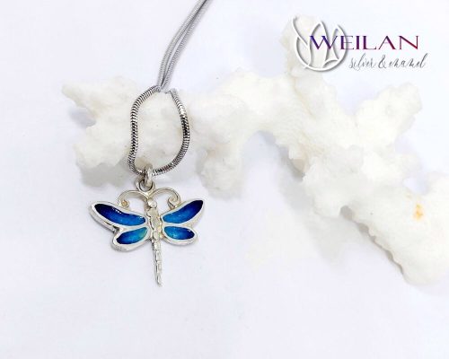 Szitakötő - ezüst tűzzománc medál