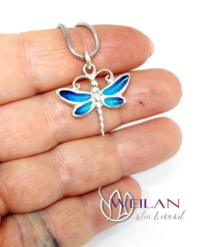 Szitakötő - ezüst tűzzománc medál