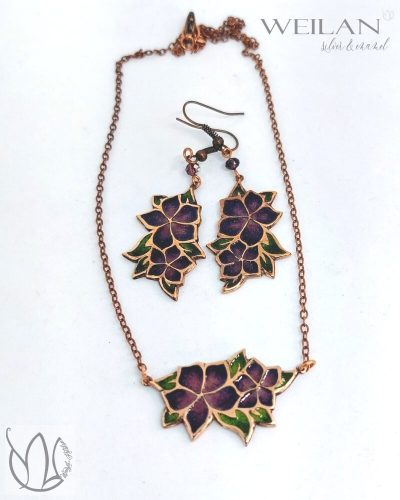 Flora - Nefelejcs bronz, tűzzománc szett