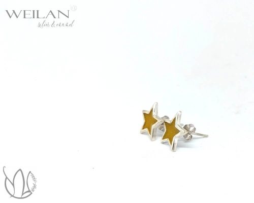 Karnevál - Csillag ezüst tűzzománc fülbevaló oldalról