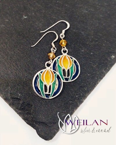 Körtánc ezüst tűzzománc fülbevaló