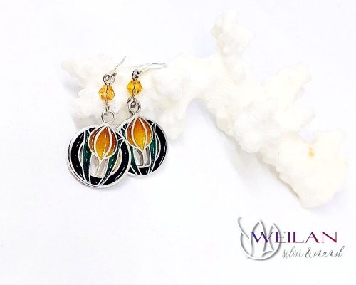 Körtánc ezüst tűzzománc fülbevaló