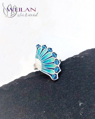 Büszke páva - ezüst tűzzománc gyűrű