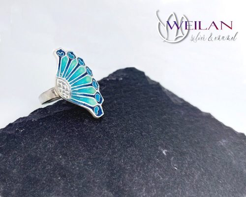 Büszke páva - ezüst tűzzománc gyűrű