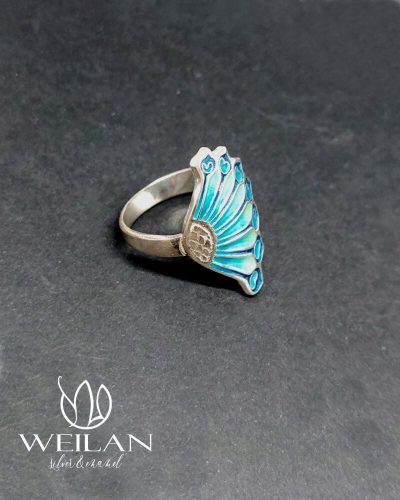 Büszke páva - ezüst tűzzománc gyűrű