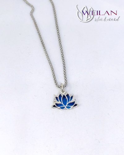 Lótusz ezüst tűzzománc medál (kisebb méret)