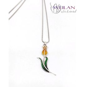 Hej'tulipán - Virágszálam ezüst tűzzománc medál OG