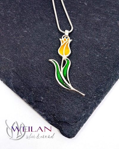 Hej'tulipán - Virágszálam ezüst tűzzománc medál