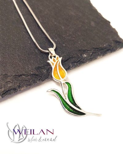 Hej'tulipán - Virágszálam ezüst tűzzománc medál