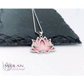 Lotus - 925 sterling Silver Enamel Pendant (pink - rose)