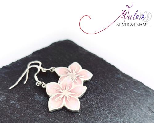 Flora - Cseresznyevirág ezüst tűzzománc fülbevaló