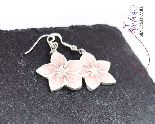 Flora - Cseresznyevirág ezüst tűzzománc fülbevaló