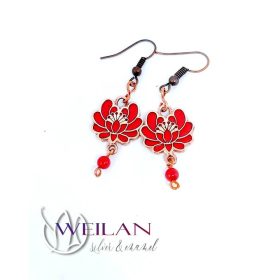 Tradició - Kalocsai - Rózsa bronz tűzzománc fülbevaló