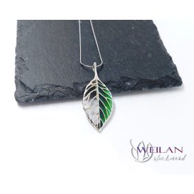 Leaf - Fagus / Bükk ezüst tűzzománc medál, egyedi ékszer