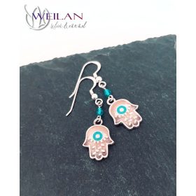 Hamsza ezüst tűzzománc fülbevaló