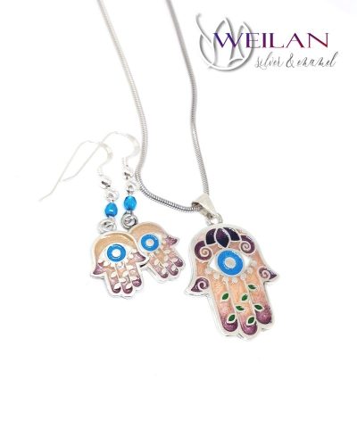 Hamsza ezüst tűzzománc szett