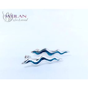 Wave - ezüst tűzzománc stiftes fülbevaló (türkizkék)