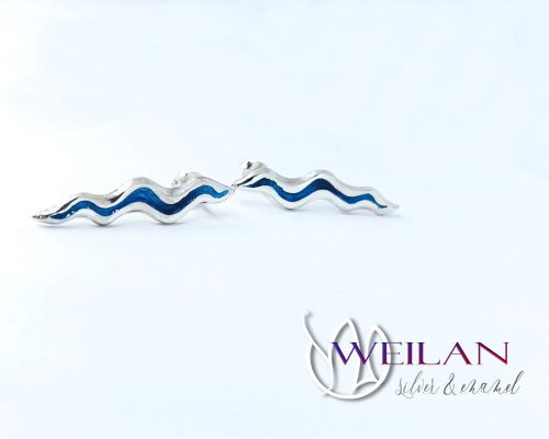 Wave ezüst tűzzománc fülbevaló OG
