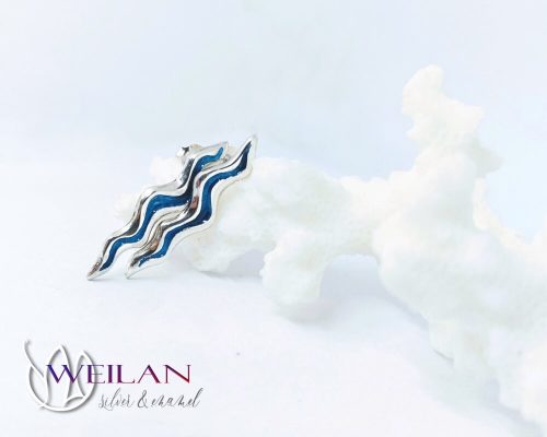 Wave ezüst tűzzománc fülbevaló