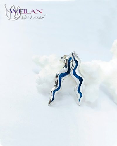 Wave ezüst tűzzománc fülbevaló