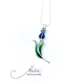 Hej'tulipán - Virágszálam ezüst tűzzománc medál OG