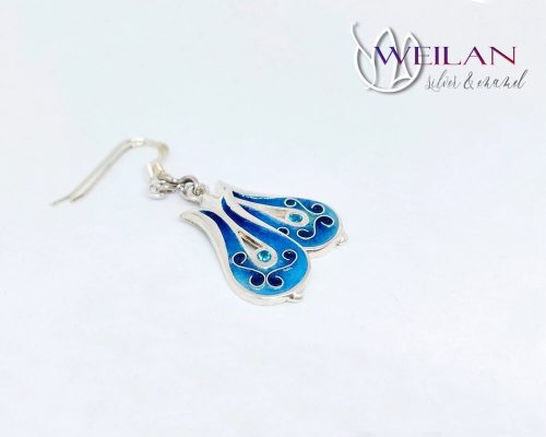 Pántlika ezüst tűzzománc fülbevaló