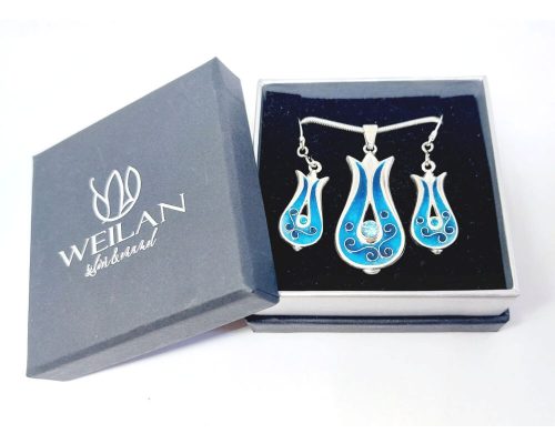 Pántlika ezüst tűzzománc szett Weilan díszdobozban