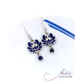 Tradició - Kalocsai - Rózsa ezüst tűzzománc fülbevaló