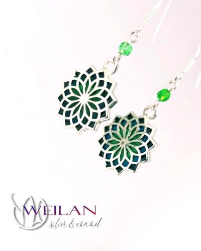 Mandala ezüst ajour tűzzománc fülbevaló