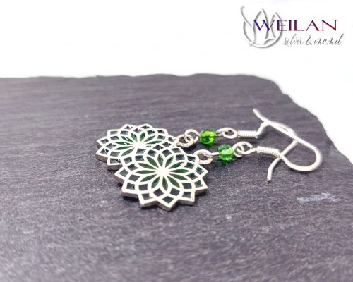 Mandala ezüst ajour tűzzománc fülbevaló