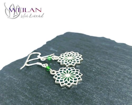 Mandala ezüst ajour tűzzománc fülbevaló