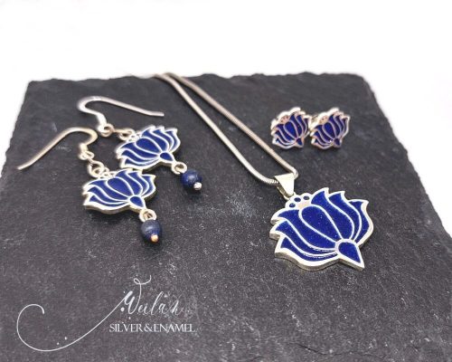 Tradició - Kalocsai - Tulipán ezüst tűzzománc szett