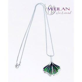 Leaf - Ginkgo Biloba - ezüst tűzzománc medál