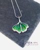 Leaf - Ginkgo Biloba - ezüst tűzzománc medál, ezüst láncon, egyedi ékszer