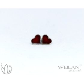 Karnevál - Szív ezüst tűzzománc fülbevaló vörös OG