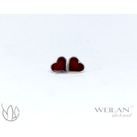 Karnevál - Szív ezüst tűzzománc fülbevaló vörös OG
