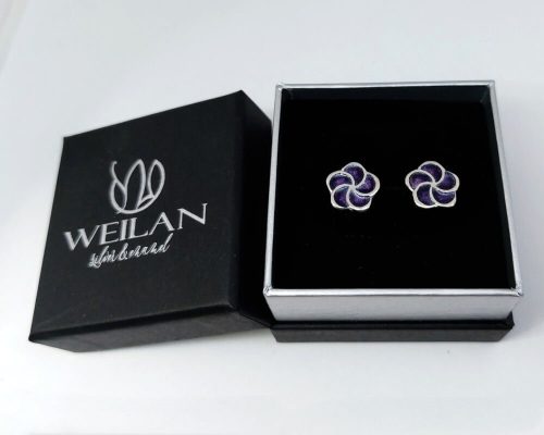 Karnevál - Virág ezüst tűzzománc fülbevaló WEILAN díszdobozban