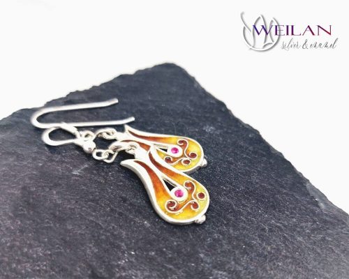 Pántlika ezüst tűzzománc fülbevaló