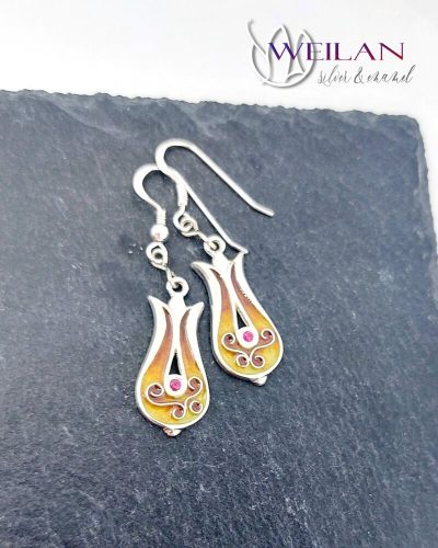 Pántlika ezüst tűzzománc fülbevaló