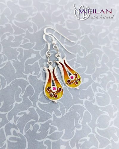 Pántlika ezüst tűzzománc fülbevaló