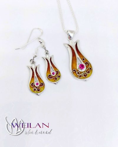 Pántlika ezüst tűzzománc szett