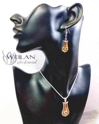 Pántlika ezüst tűzzománc szett viselése