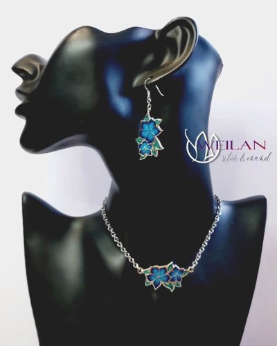 Flora - Nefelejcs ezüst, tűzzománc szett viselése