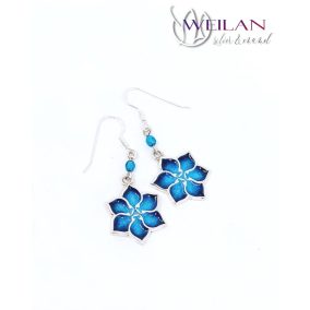 Clematis ezüst tűzzománc fülbevaló