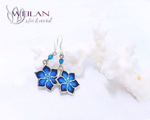 Clematis ezüst tűzzománc fülbevaló