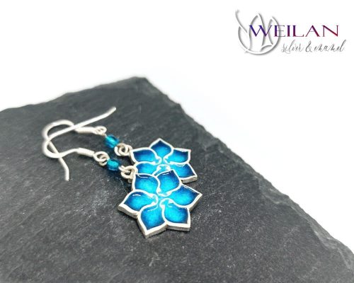 Clematis ezüst tűzzománc fülbevaló