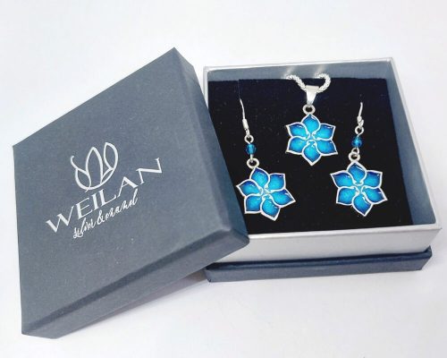 Clematis ezüst tűzzománc szett WEILAN díszdobozban